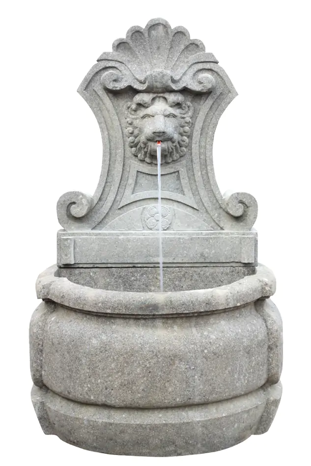  Product image 1 of the product “Wall fountain model „Venice“, 140cm height, natural stone (Basanite), stonemasonry, without pump, pipes, drilling ”